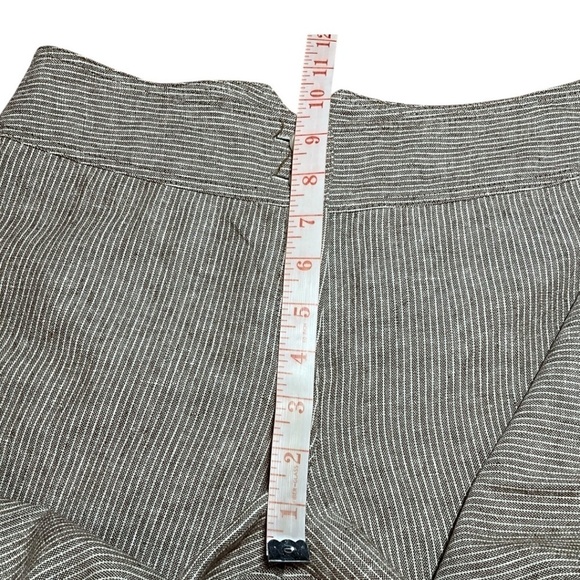 MARGARET M Linen Blend Pin Stripe Wide Leg Cuffed Trousers MADE IN CANADA Sz 4 - Picture 7 of 10